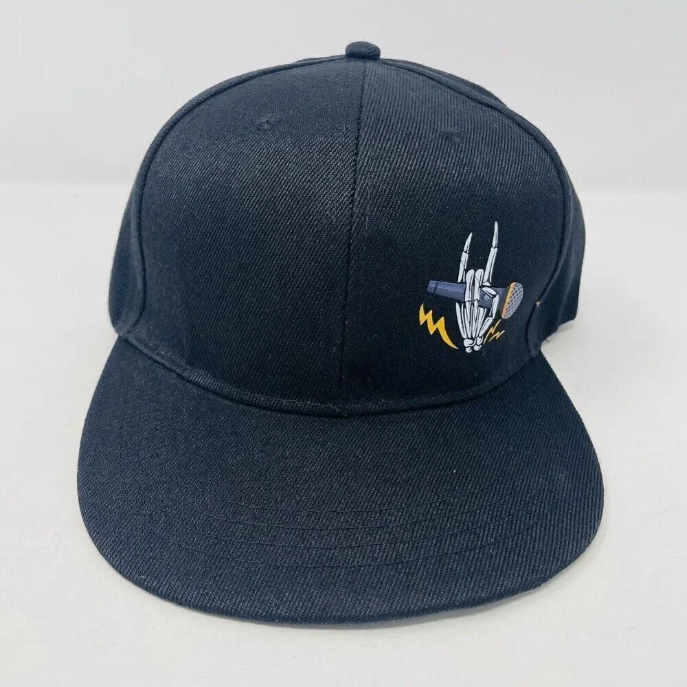 Mens Skeleton Hand with Microphone Canvas Trucker Hat‎ Snapback Adjustable Cap
